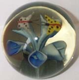 Glass Paperweight - Butterflies and Flowers
